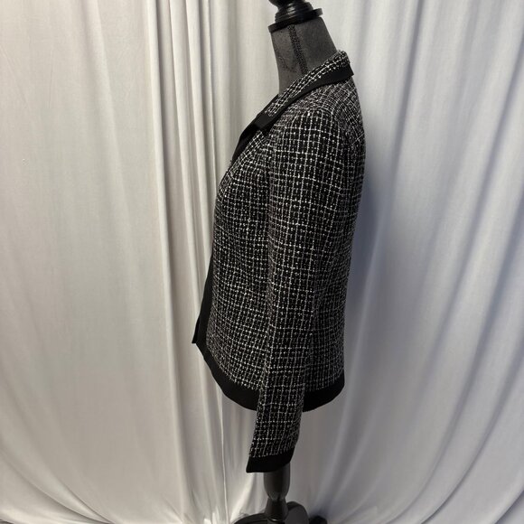 Danny & Nicole Womens Black White Tweed Zip Up Jacket Size 8 Office Evening - Picture 3 of 8